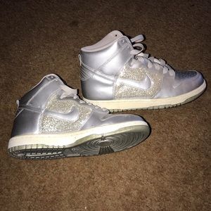 Silver Sparkle Nike High Tops